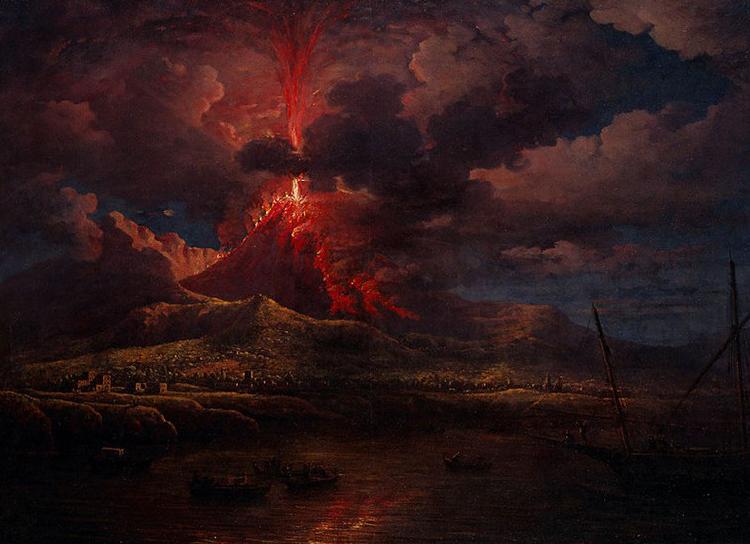 William Marlow Vesuvius erupting at Night Sweden oil painting art